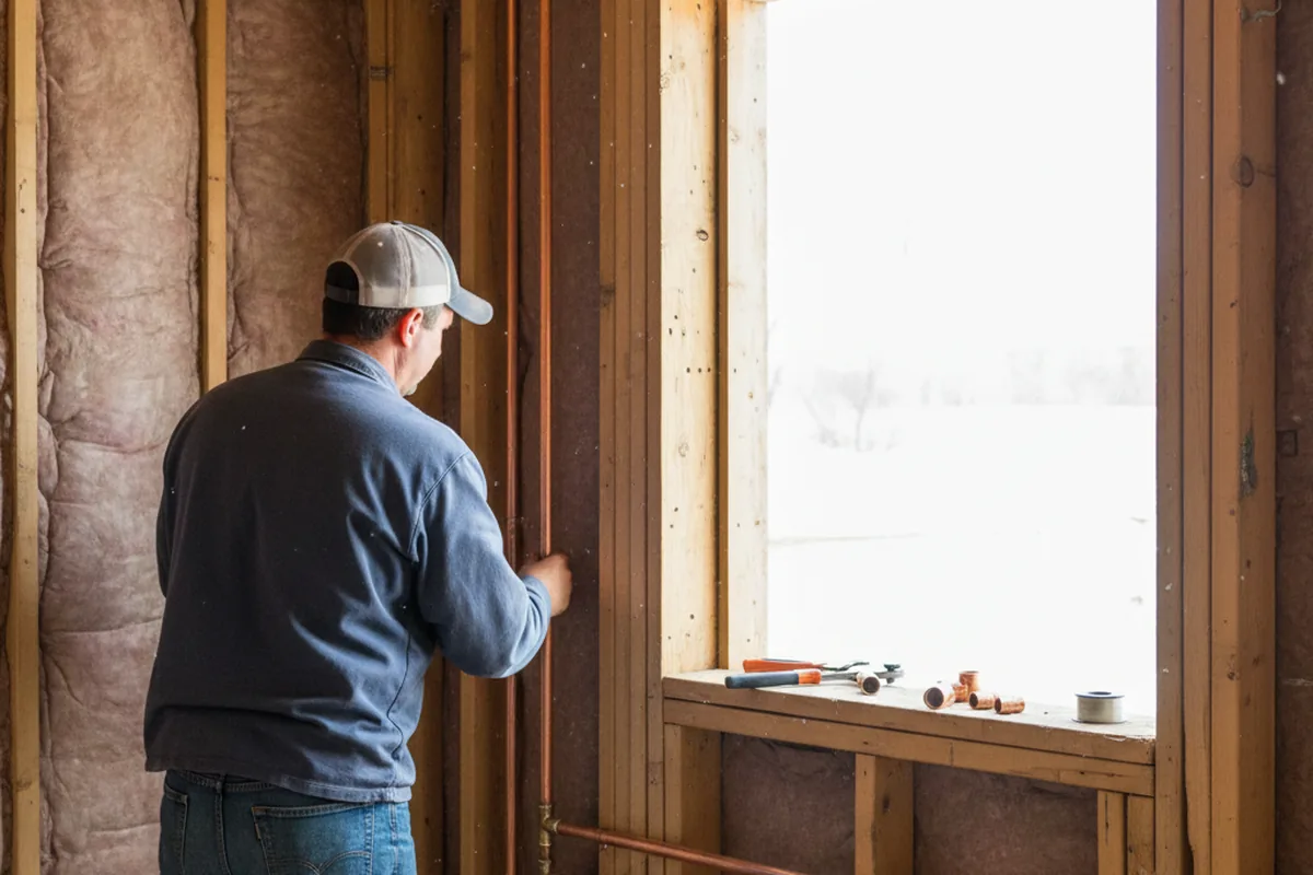 Licensed plumber running new copper supply lines in a Finchville home