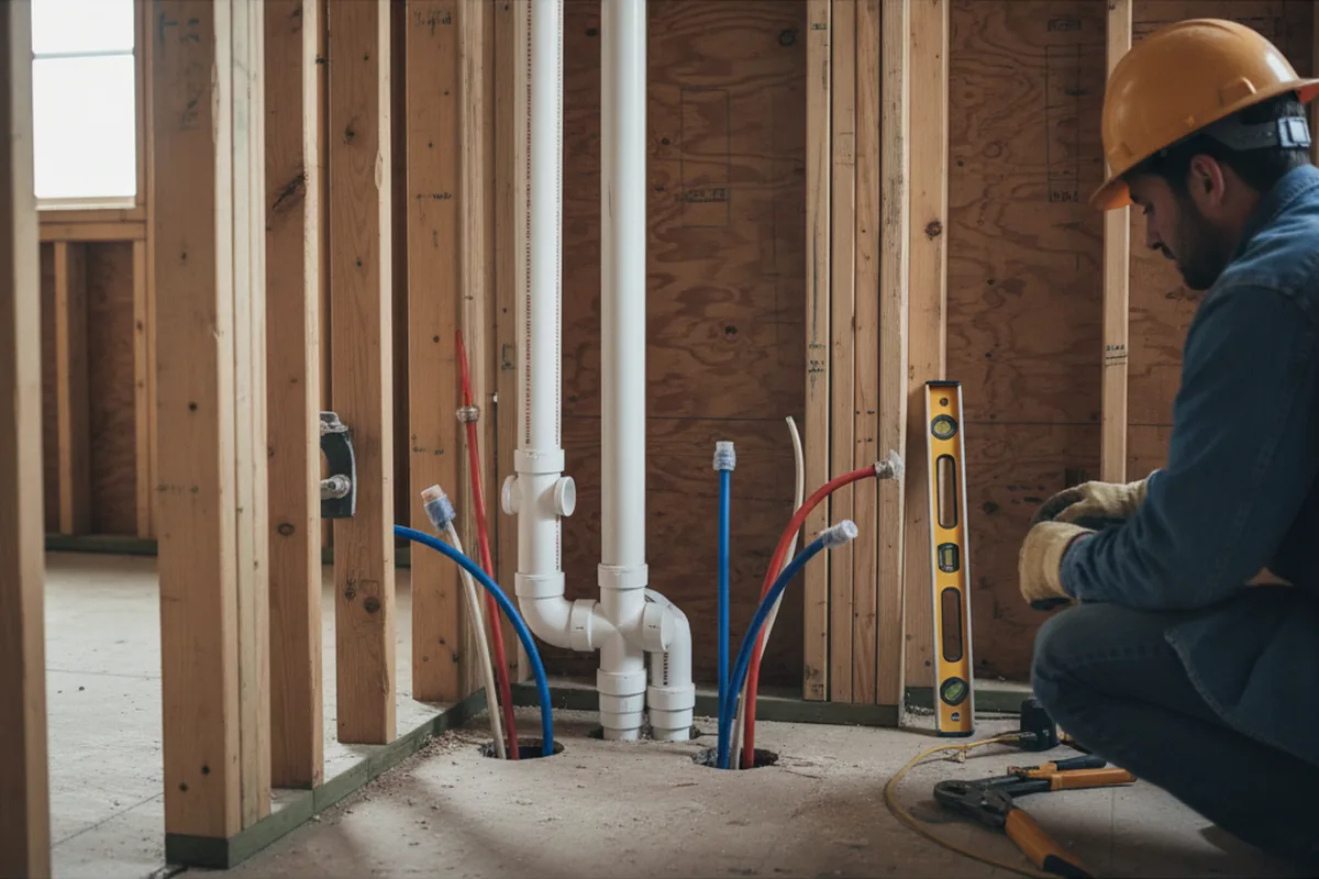 Drain and supply rough-in during Drain Cleaning in Finchville