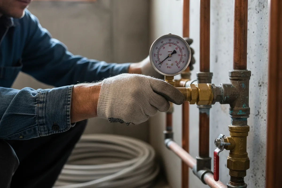 Pressure testing a repaired line during Water Line Repair in Finchville